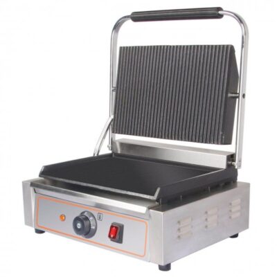 Top-Notch Panini Pleasures Single Large Grill with Grooved Top and Flat Bottom