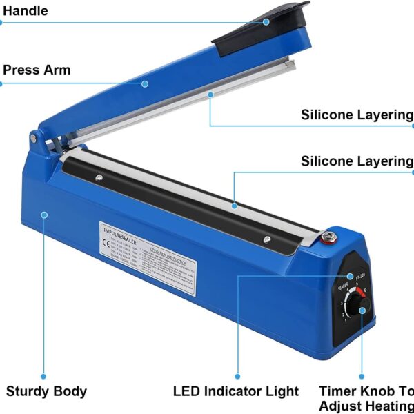 Impulse HEAT SEALER PLASTIC BAG FILM SEALING MACHINE 100/200/300/400mm UK