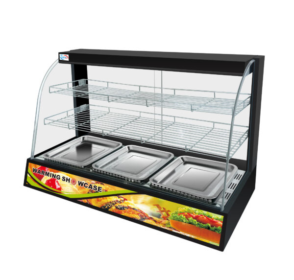 Tansik Hot Food Chicken Warmer Display Black Cabinet Showcase