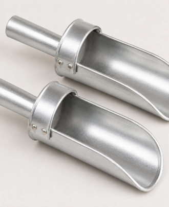 Pack of 2 Metal Scoops for Popcorn, Coffee, Beans, Seeds, Flour & Ice Cubes